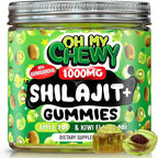 OH MY CHEWY Pure Himalayan Shilajit Gummies - High Potency Gold Grade Resin - Energy Boost and Immune Support for Men and Women with Ashwagandha and Shatavari - Apple & Kiwi