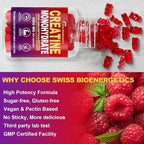 Creatine Monohydrate Gummies Infused with 5g Creatine for Men and Women, Chewable Creatine Monohydrate for Muscle Strength, Muscle Builder, Energy Boost, Pre-Workout Supplement- 180 Raspberry Gummies