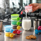 Shinylin Protein Powder Travel Container Set Reusable Powder Supplement Container 7 Pcs Single Dose Cases and 1 Pcs Large Travel Containers Drawstring Bags