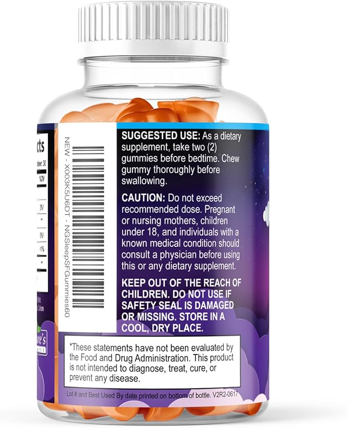 Sleep Gummies 6mg Per Serving - Sugar Free Melatonin Gummy Supplement for Adults - Natural Zero Sugar Sleeping Gummy for Adults & Kids, Orange Flavored, Extra Strength Sleep Support - 60 Count