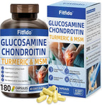 Glucosamine Chondroitin MSM and Turmeric Supplement - Used for Cartilage & Joint Health & Flexibility - for Women & Men - Non-GMO, Gluten Free, 180 Capsules