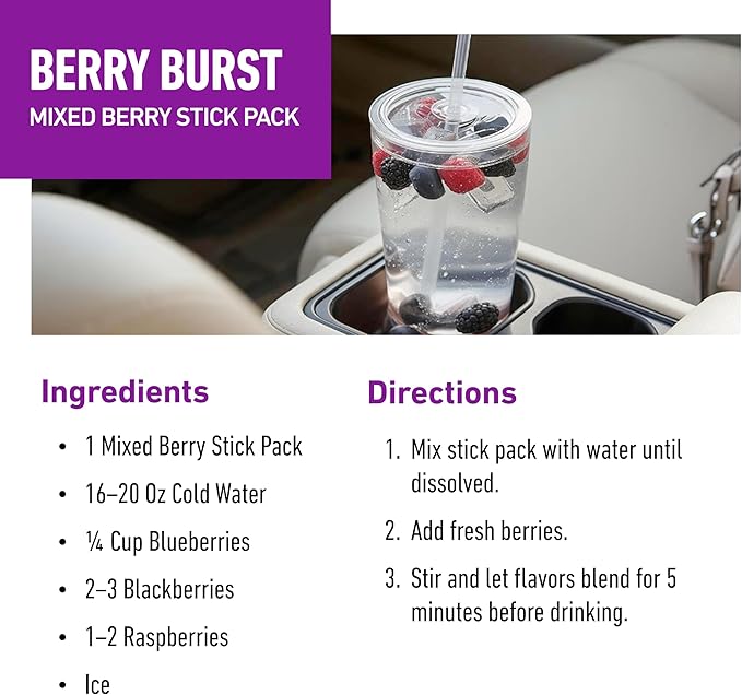 Isopure Clear Protein Stick Pack, Mixed Berry, 20 Count (Pack of 1)