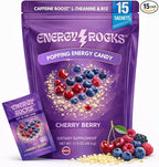 Caffeine Candy – Popping Energy Candy Crystals,100mg Caffeine L-Theanine & B12, – Fast Energy, No Drink Needed – Coffee Alternative 15-Pack (Cherry Berry)