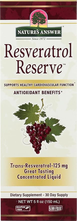Nature's Answer Alcohol-Free Resveratrol Reserve, 5-Fluid Ounces | Packed with Antioxidants | Promotes Overall Health | Immune System Support | Single Count