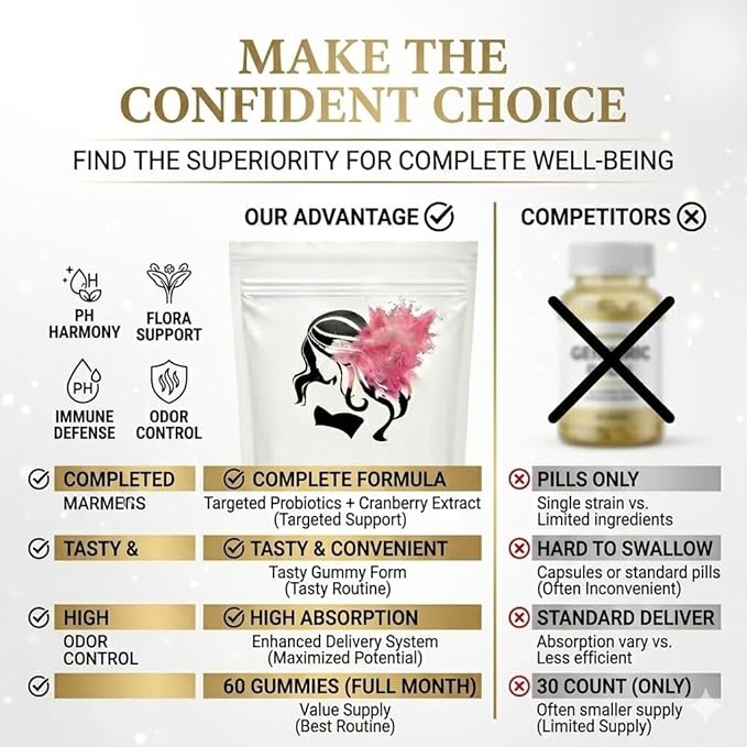 Feminine Balance Gummies, Premium Feminine Balance Gummies for Women’s, Vegan Hawaiian Pineapple, pH Balance, Healthy Odor, Flora and Immune Support, Vaginal Health Support, 60 Count (Pineapple)