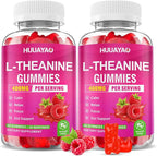L-Theanine Gummies 400mg, L-Theanine Supplement for Kids & Adults with Ashwagandha, GABA, 5HTP for Calm, Zzz & Relaxation Support, Raspberry Flavor, 120 Counts