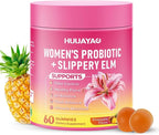 Her Juicy Feminine Probiotics Gummies - Women's Probiotic Slippery Elm Gummies Support pH Balance, Gut Health & Immune System, Sugar-Free, Pineapple Flavor, 60 Count