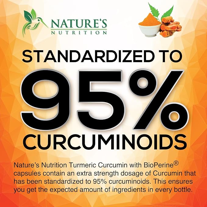 Turmeric Curcumin Supplement - 95% Curcuminoids with Organic Turmeric & Ginger, BioPerine Black Pepper Extract for Best Absorption, Natural Vegan Joint Support, Non-GMO, Bottled in USA - 180 Capsules