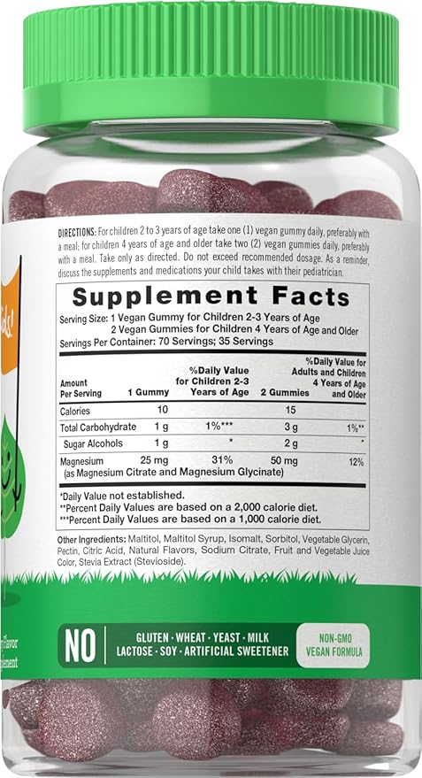 Lil' Sprouts Children's Magnesium Gummies | 70 Count | Mixed Berry Flavor | Sugar Free | Vegan, Non-GMO & Gluten Free