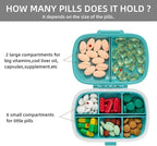 Travel Pill Container Medicine Organizer Daily Purse Pill Case Cute Pill Vitamin Box Small Pocket Pill Holder Mini Pill Organizer for Supplement(Blue)