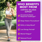 Cortisol Supplements for Women - Cortisol Reducer & Stress Support - Magnolia Bark, Rhodiola Rosea, Holy Basil, Magnesium, Phosphatidylserine - Hormone Balance & Mood, Focus, Sleep Support