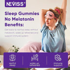 NEVISS Reishi Mushroom Sleep Gummies - Melatonin Free Sleep Gummies for Adult | Reishi, Saffron, Magnesium, GABA & Chamomile - Non-Habit Forming, Help for Deep Relaxation - Vegan, Berry Flavor, 1Pack