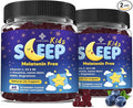 Kids Sleep Gummies Melatonin Free - with Magnesium Glycinate, Lemon Balm, L-Theanine & GABA - Calming Relaxation, Support Natural Sleep, Quiet Mind - Berry Flavor, Non-Habit Forming, 120 Count
