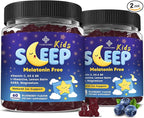 Kids Sleep Gummies Melatonin Free - with Magnesium Glycinate, Lemon Balm, L-Theanine & GABA - Calming Relaxation, Support Natural Sleep, Quiet Mind - Berry Flavor, Non-Habit Forming, 120 Count