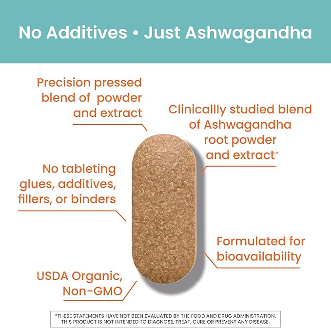 Himalaya Organic Ashwagandha Root, 120 Day Supply - Herbal Adrenal Support Supplements for Stress Relief and Energy Support - USDA Organic, Non-GMO, Vegan, Gluten Free, 60 Caplets, 2 Pack