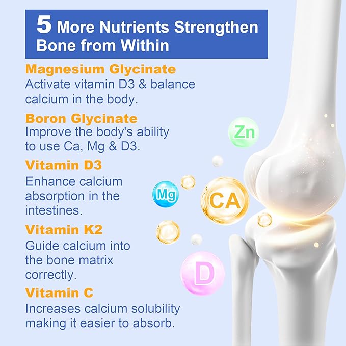 Liposomal Calcium AKG Supplement 1500mg with Vitamin D3 & K2 Softgels for Women & Men│ High Absorption│Calcium Supplements with Magnesium Glycinate, Boron, Probiotics & Vitamin C for Bone - 120 Pills