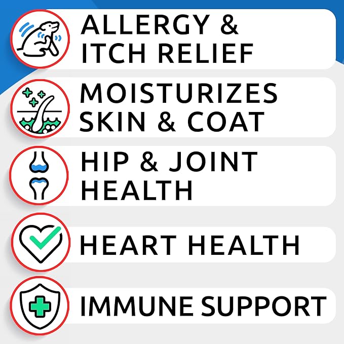 BARK&SPARK Omega 3 for Dogs and Cats-180 Fish Oil Treats for Dogs & Cats Shedding, Skin Allergy, Itch Relief, Hot Spots Treatment-Joint Health-Skin and Coat Supplement-EPA & DHA Fatty Acids-Salmon Oil