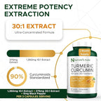 Nature's Push Turmeric Curcumin Super Potent 30:1 Extract 375mg 90% Curcuminoids, 1,350mg Turmeric Root 10:1 Plus Black Pepper for Healthy Inflammation Support Non-GMO Gluten Free Vegan USA 90 Caps