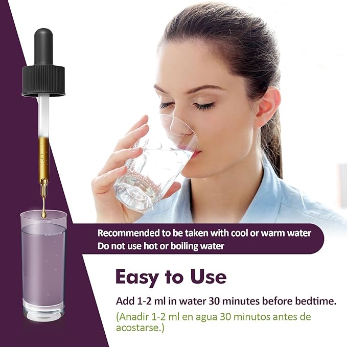 Valerian Root Sleep Aid Drops, Gotas de Glicinato y Citrato de Magnesio, Pasiflora y Valeriana para Dormir Profundamente adulto, Magnesium Citrate & Passionflower Extract Liquid Tincture.2oz
