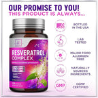 Resveratrol Blend 1800mg per Serving Supplement - Extra Strength Antioxidant Complex for Healthy Aging & Immune Support, Heart Health & Energy Support, Bioavailable Trans-Resveratrol - 120 Capsules