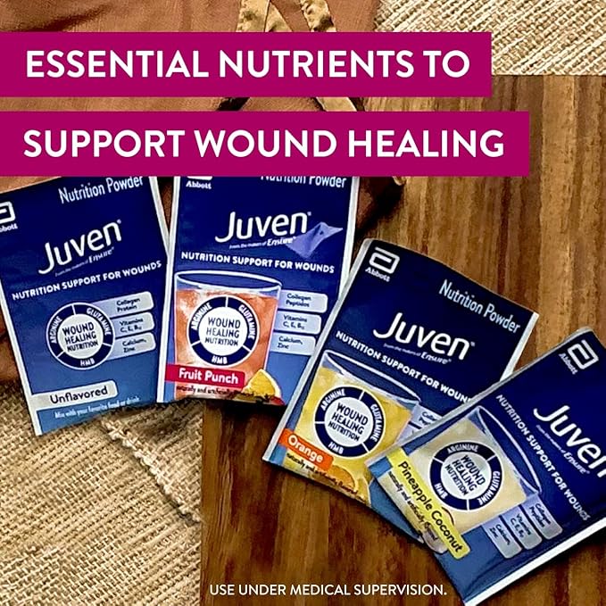 Juven Therapeutic Nutrition Drink Powder Including Collagen Peptides, Amino Acids, and HMB for Wound Healing Support, Orange, 30 Packets,(Pack of 2)