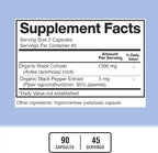American Standard Supplements Black Cohosh 1300mg Per Serving with Black Pepper Fruit Extract - Vegan, Gluten Free, Non-GMO, 90 Capsules, 45 Servings
