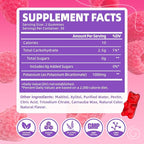 Potassium Gummies 1000mg, Potassium Bicarbonate Supplement for Adults & Kids, Support Electrolyte Balance & Muscle Heath, Sugar-Free, Raspberry Flavor, 60 Count