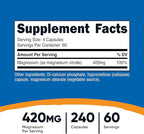 Nutricost Magnesium Citrate 420mg, 240 Veggie Capsules - 60 Servings, Gluten Free, Non-GMO, Vegetarian Friendly