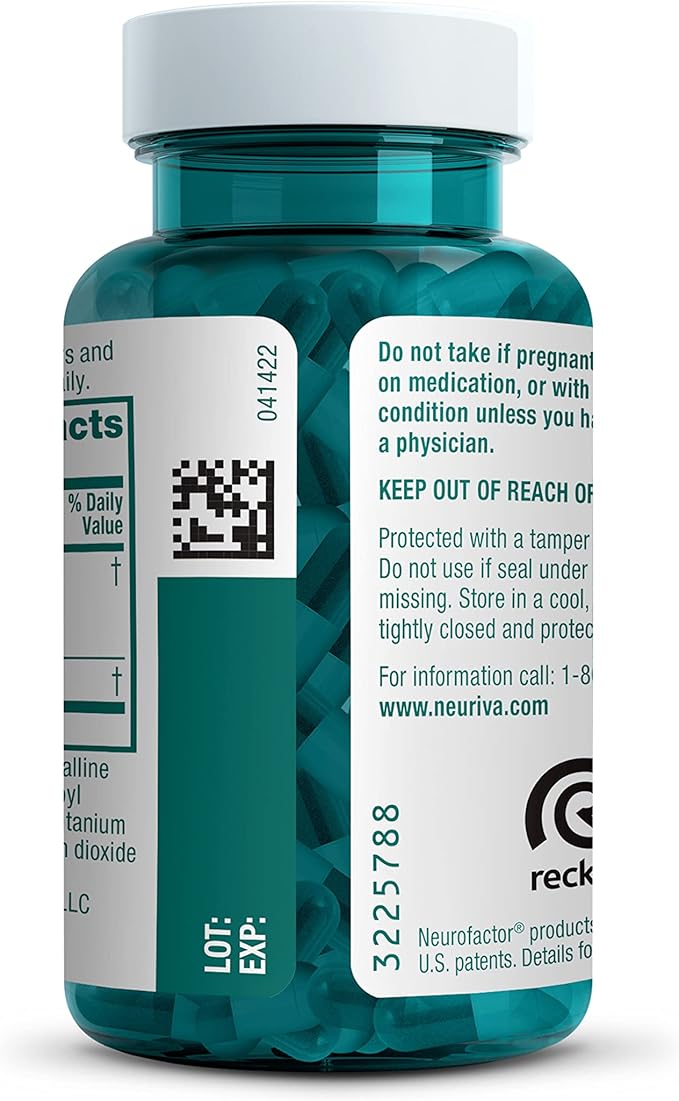 NEURIVA Original Decaffeinated Clinically Tested Nootropic Brain Supplement for Memory,Focus & Concentration,NeuroFactor & Phosphatidylserine,28ct Capsules,(Pack of 2)
