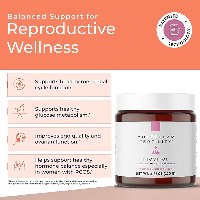 Myo-Inositol & D-Chiro Inositol Powder - Fertility Supplement for Women & Men - 40:1 Ratio, Hormone Balance, Reproductive Support, Glucose Metabolism - Unflavored - 30 Day Supply