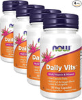 NOW Foods Supplements, Daily Vits™with Fruit & Veggie Blend, Lutein and Lycopene, 30 Veg Capsules (Pack of 4)