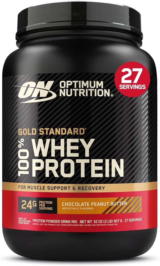 Optimum Nutrition Gold Standard 100% Whey Protein Powder, Chocolate Peanut Butter, 2 Pound (Packaging May Vary)