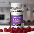 5-in-1 Sambucus Elderberry Immune Gummies, Daily Immune Support for Adults & Kids 4+, with Vitamin C, Zinc, Gluten Free, Vegetarian, Natural Sugar-Free Elderberry Supplement, 120 Gummies