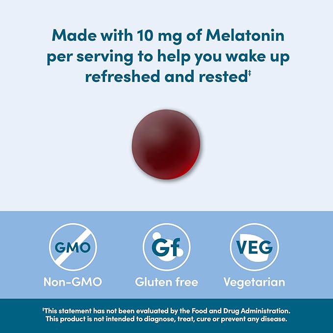 Amazon Elements Melatonin Gummies, Strawberry, Sleep Support, 10mg, 60 Count (Previously Revly)