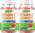 MEENCCD 2 Pack Vitamin C Gummies for Adults, Chewable Vitamin C Gummies with Zinc for Antioxidant Support, Vegan, Non-GMO, Sugar-Free, Raspberry Flavor, 120 Count