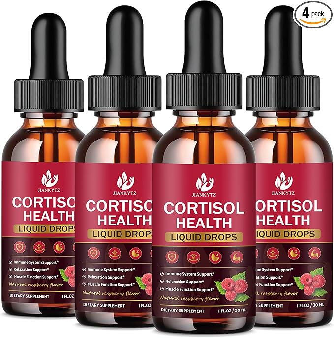 (4 Pack) Cortisol Liquid Drops for Women - Balanced Cortisol, Hormone Balance Support, Cortisol Supplements for Women with Magnesium Complex, Rhodiola Rosea, Ashwagandha, Sugar-Free, 1 Fl Oz