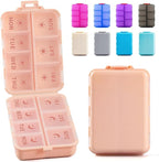 NEW Foldable & Double Protection Portable Weekly Pill Organizer 2 Times A Day with Etched Labels, AM PM 7 Day Week Medicine Box, Daily Travel Pill Case Holder Dispenser for Vitamin, Supplement - Pink