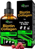 Liquid Biotin & Collagen Drops - 70000 mcg Extra Strength Biotin Drops supports Anti-Aging,Hair Growth,Glowing Skin & Nail Growth Vitamins for Women & Men. Suger free,Gluten free Non GMO Halal