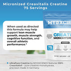 MYOXCIENCE Micronized Creavitalis Creatine | The World’s Purest Micronized Form of Creatine Monohydrate | Supports Muscle Performance, Lean Body Mass, & Cognition | 75 Servings