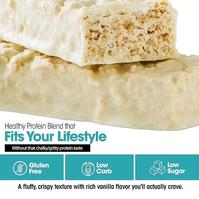 Wonderslim High Fiber Protein Bars, Fluffy Vanilla Crisp | 15g Protein, 6g Fiber | Low Sugar, Low Carb | Healthy Indulgence | Satisfying, Supports Energy & On-the-Go Convenience, 7 Pack