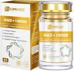 OMOGS NAD+ 300 mg + Trans-Resveratrol 200 mg, Pure NAD Supplement, Max Absorption, Boosting Supplement for DNA Repair, Healthy Aging, Cellular Energy & Longevity, 60 Capsules