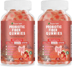 Probiotic Fiber Gummies for Adults, No Sugar Added Strawberry Flavor– 2 Billion CFUs –Vitamin C,Vitamin D–Digestive Health & Regularity Support(120 Count)