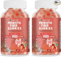 Probiotic Fiber Gummies for Adults, No Sugar Added Strawberry Flavor– 2 Billion CFUs –Vitamin C,Vitamin D–Digestive Health & Regularity Support(120 Count)