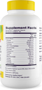 Healthy Origins Digestive Enzymes (Broad Spectrum, Non-GMO, Gluten Free, Digestive Support), 180 Veggie Caps
