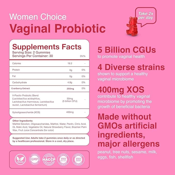 Premium Vaginal Probiotics Gummies – 15 Billion CFUs – pH Balance & Vaginal Health Support – Prebiotics & Digestive Enzymes – Supports Vaginal Flora & Odor Control–Yeast Infection Treatment