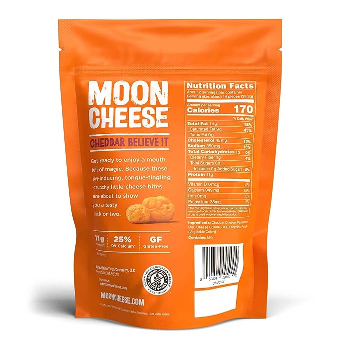 Moon Cheese Cheddar Believe It, 2 Ounce, 3-Pack, Crunchy, Protein-Rich Cheese Snack, Keto Friendly, 100% Real Cheese