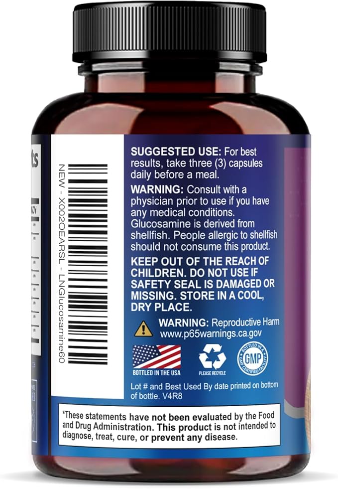 Glucosamine Chondroitin MSM Complex - 3X Strength Joint Support Supplement with Glucosamine Sulfate, Turmeric, Boswellia - For Cartilage, Mobility & Flexibility - Bottled in USA, 60 Capsules