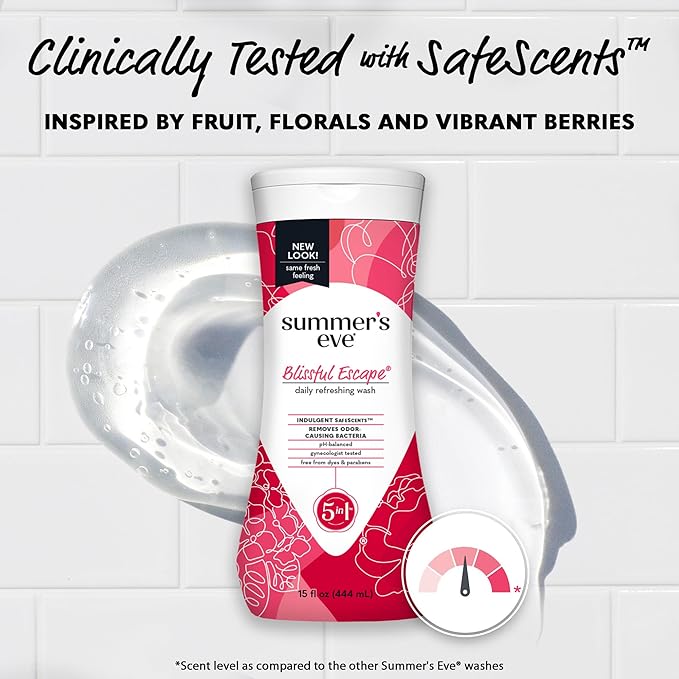 Summer's Eve Blissful Escape All-Over Daily Feminine Wash, pH-Balanced Body Wash for Women, Removes Vaginal Odor and Refreshes, 15 Fl Oz (Pack of 2)
