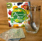 YUWA Fruit Aojiru Japanese Green Juice Powder, Dietary Supplement with Barley Leaf, Enzymes, Lactic Acid Bacteria, 20 Sticks, 3g Each, Made in Japan