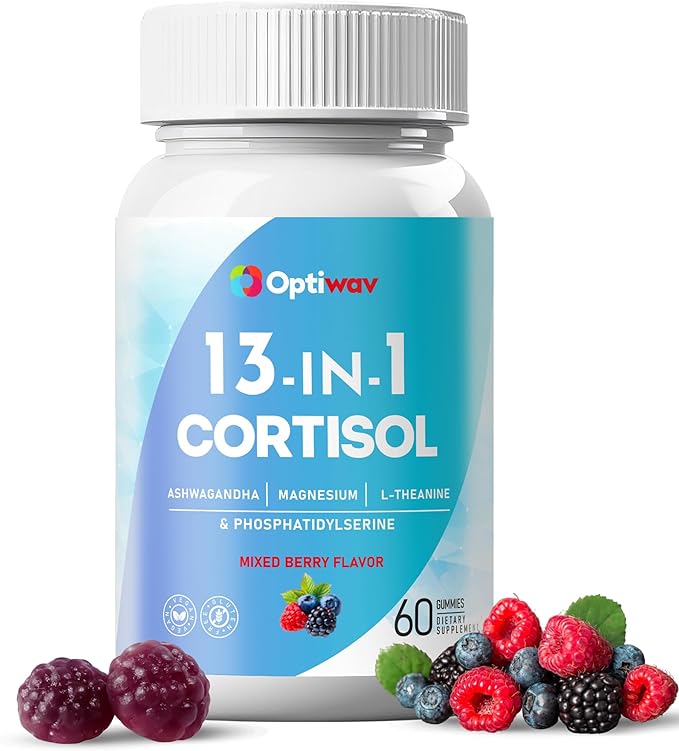 Cortisol Reducer Gummies for Women Men - 13-in-1 Daily Cortisol Detox Manager Supports Stress Mood Balance Focus & Health Balance - Reduce High Cortisol with Ashwagandha Magnesium L-Theanine